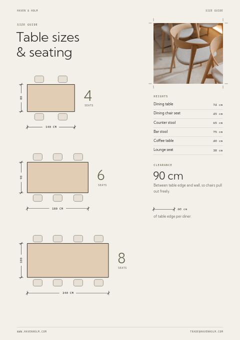 Furniture & Home — Size / Spec Guide page
