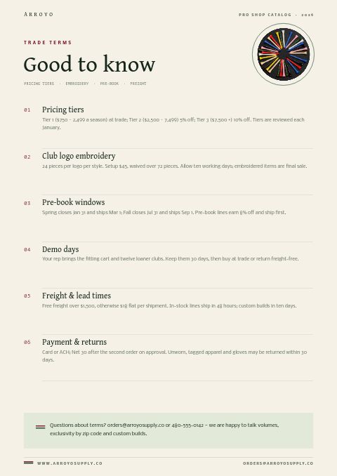 Golf & Club — Notes / Terms page