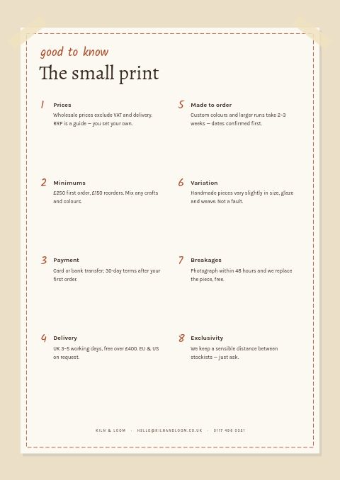Handmade & Craft — Notes / Terms page