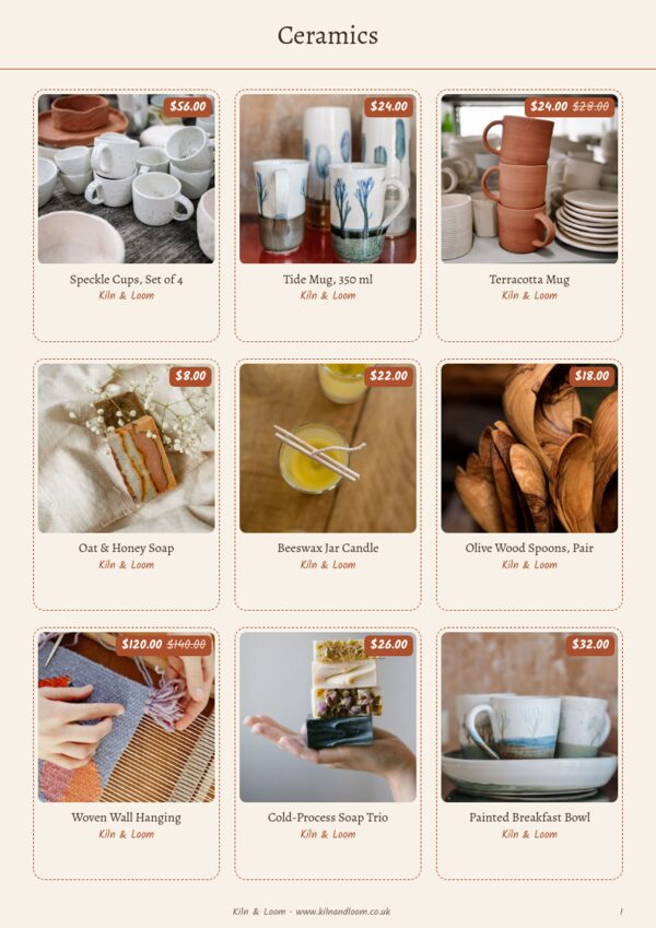 Handmade & Craft — product page, 3 × 3 grid