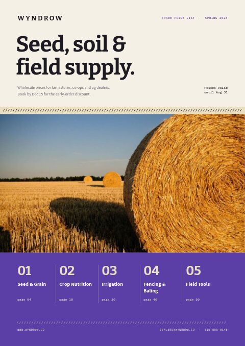 Agricultural Supplies Premium — Cover · band page