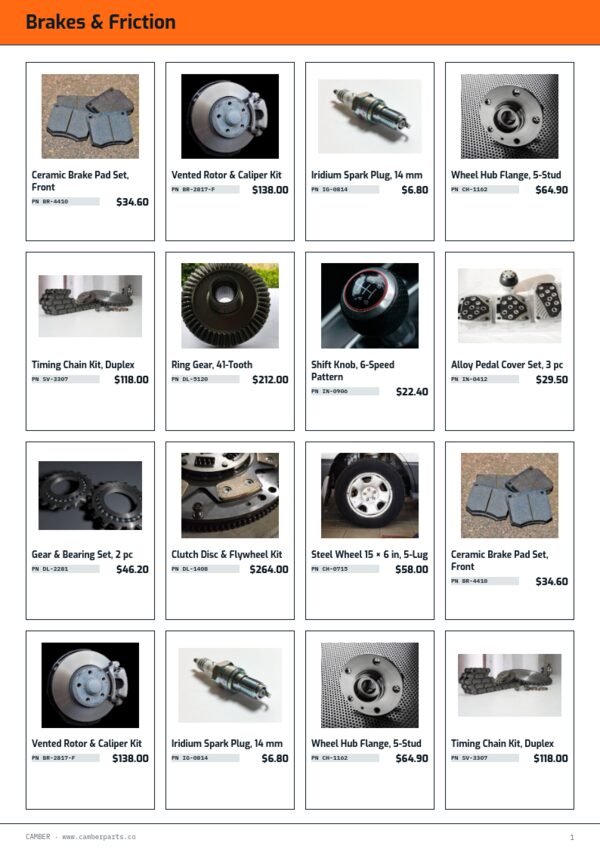 Automotive Parts Premium — product page, 4 × 4 grid