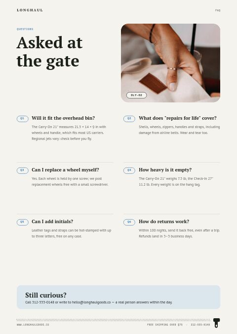 Bags & Luggage Premium — FAQ page
