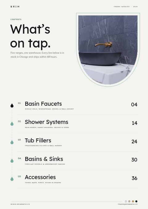 Bathroom Fixtures Premium — Contents page