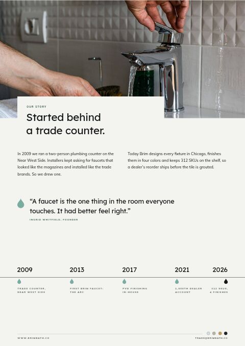 Bathroom Fixtures Premium — Brand Story page