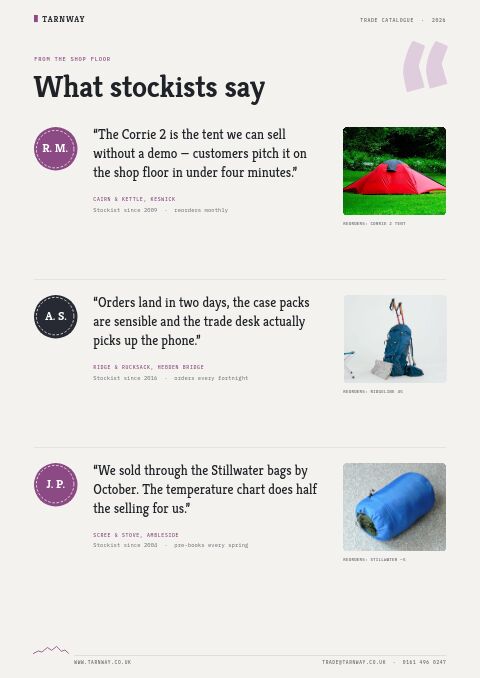 Camping & Hiking Premium — Testimonials page