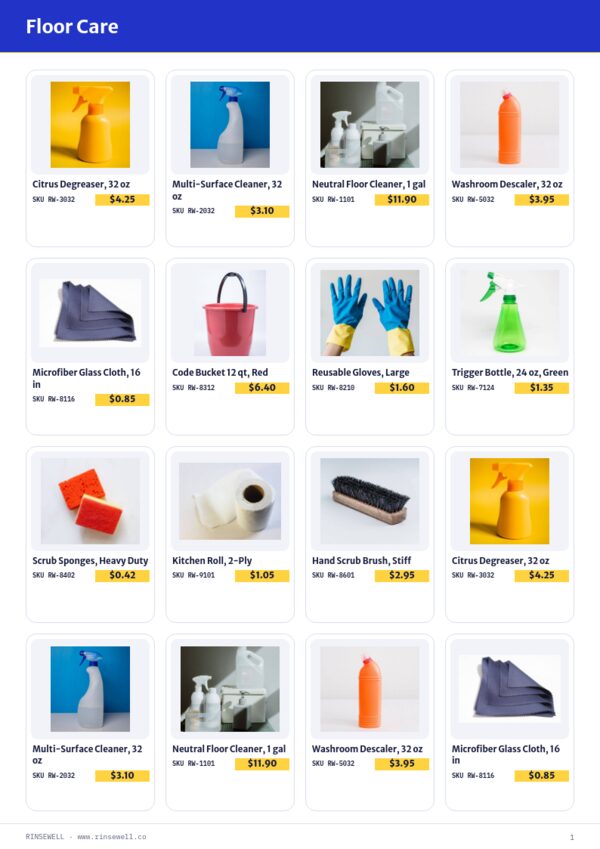 Cleaning Supplies Premium — product page, 4 × 4 grid
