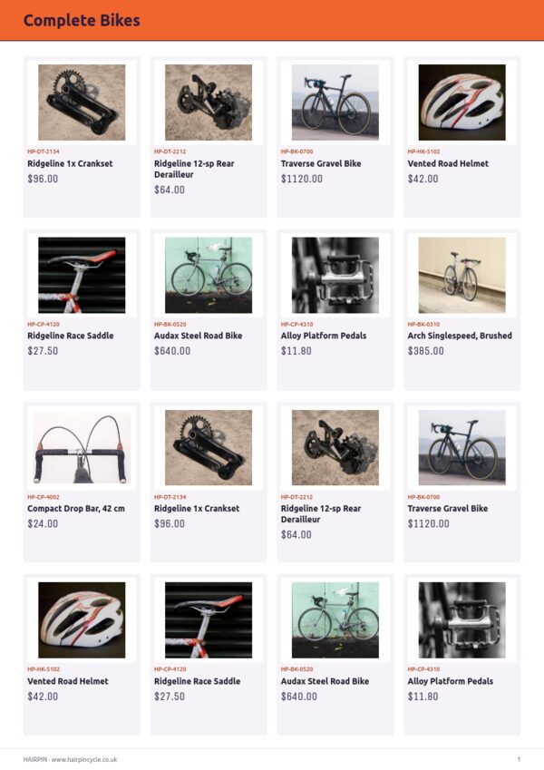 Cycling Premium — product page, 4 × 4 grid
