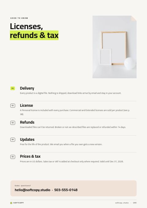 Digital Products Premium — Notes / Terms page