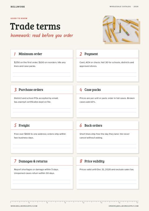 Educational Supplies Premium — Notes / Terms page