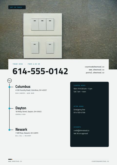 Electrical Supplies Premium — Contact / Info page