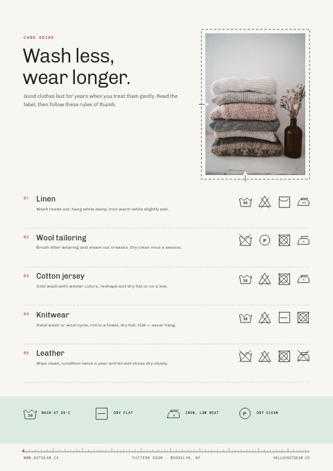 Fashion Premium — Care Instructions page