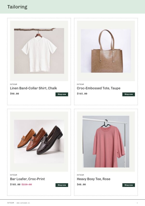 Fashion Premium — product page, 2 × 2 grid