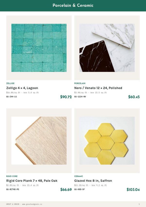 Flooring & Tile Premium — product page, 2 × 2 grid