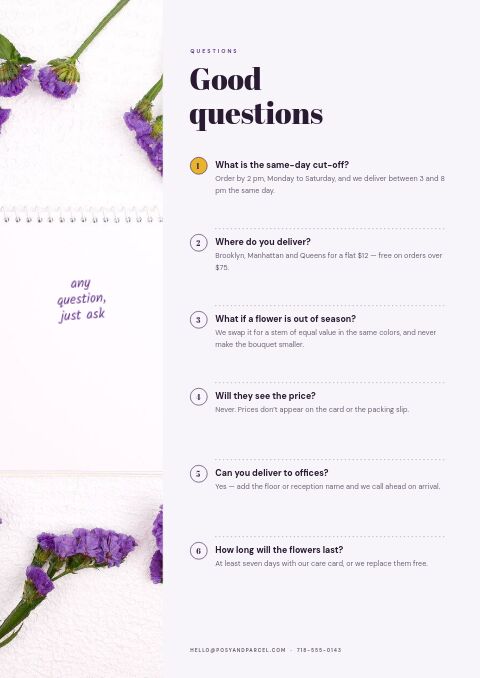Flowers & Gifts Premium — FAQ page
