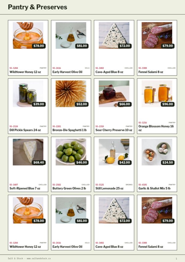 Food & Beverage Premium — product page, 4 × 4 grid