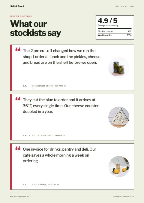 Food & Beverage Premium — Testimonials page