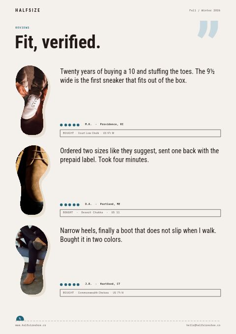 Footwear Premium — Testimonials page