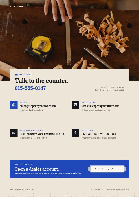 Hardware & Tools Premium — Contact / Info page
