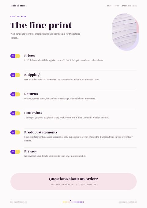 Health & Beauty Premium — Notes / Terms page