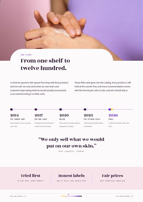 Health & Beauty Premium — Brand Story page