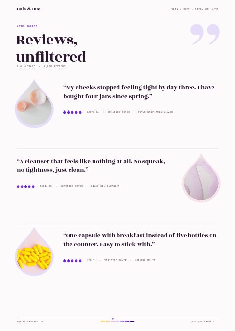 Health & Beauty Premium — Testimonials page