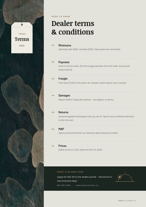 Hunting Premium — Notes / Terms page