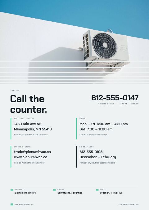HVAC Supplies Premium — Contact / Info page