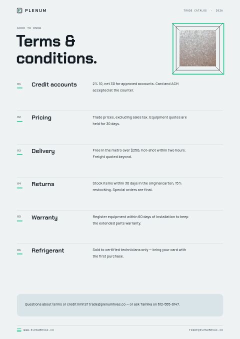 HVAC Supplies Premium — Notes / Terms page