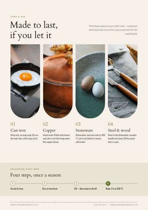 Kitchen & Dining Premium — Care Instructions page