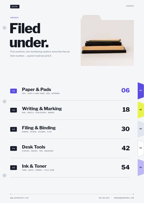 Office Supplies Premium — Contents page
