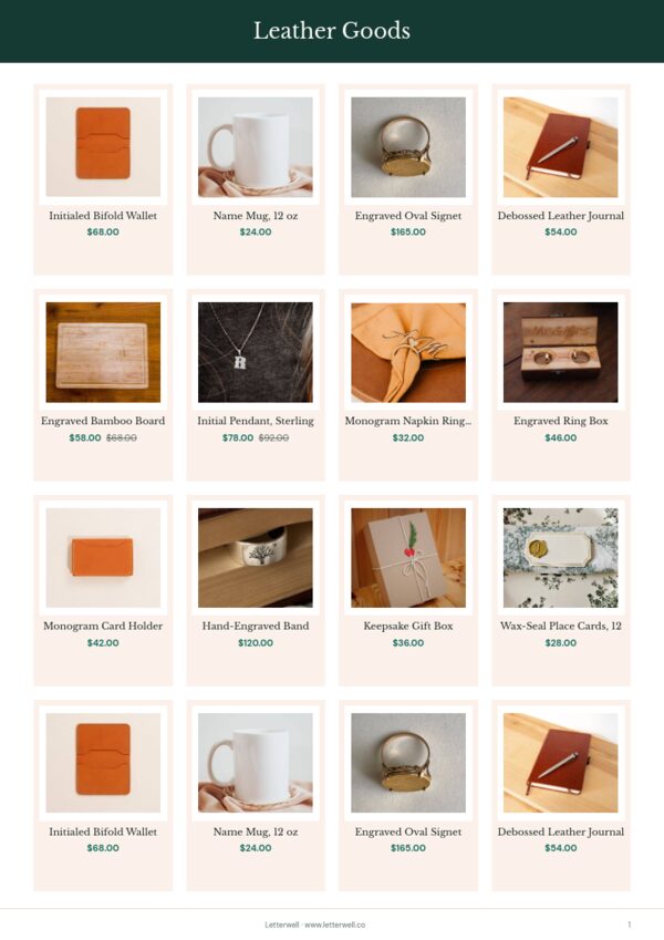 Personalized Products Premium — product page, 4 × 4 grid
