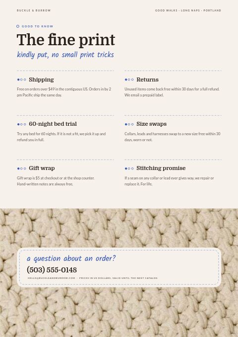 Pet Supplies Premium — Notes / Terms page