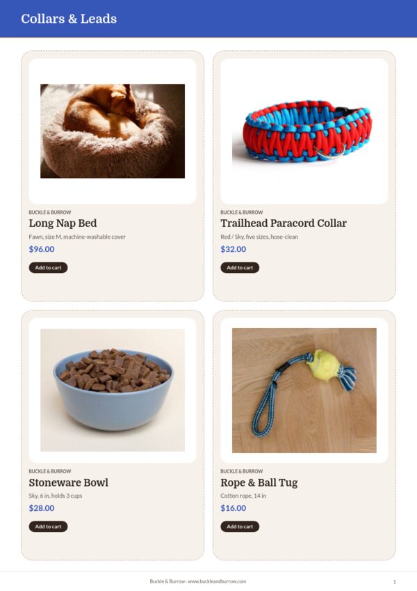 Pet Supplies Premium — product page, 2 × 2 grid
