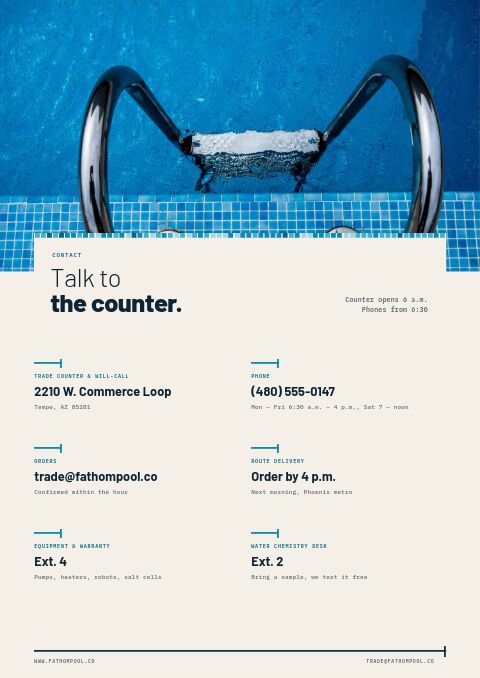 Pool & Spa Premium — Contact / Info page