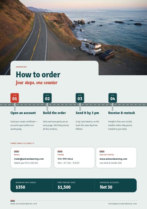 RV & Camping Equipment Premium — How to Order page
