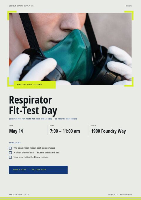 Safety Equipment Premium — Event / Launch page