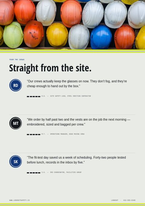 Safety Equipment Premium — Testimonials page