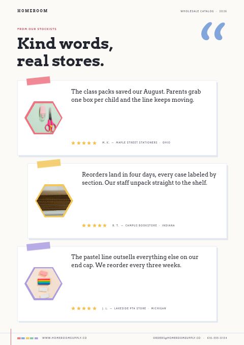 School Supplies Premium — Testimonials page