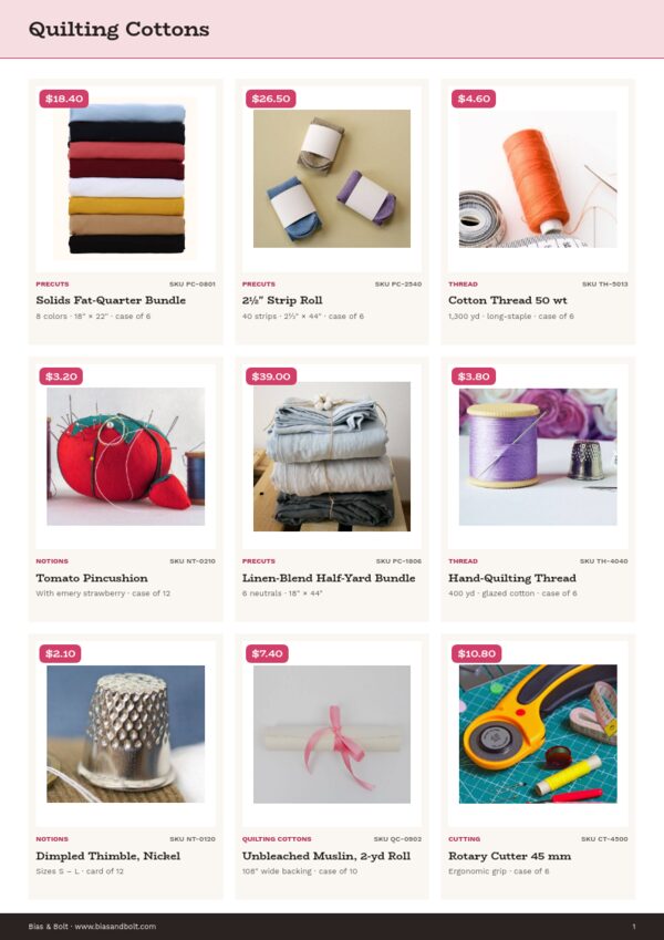 Sewing & Quilting Premium — product page, 3 × 3 grid