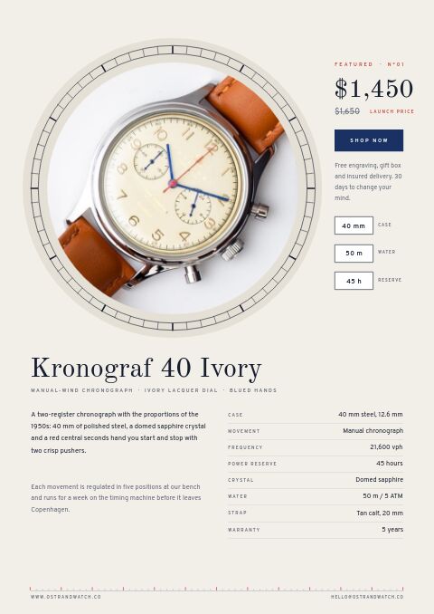 Watches Premium — Featured Product page