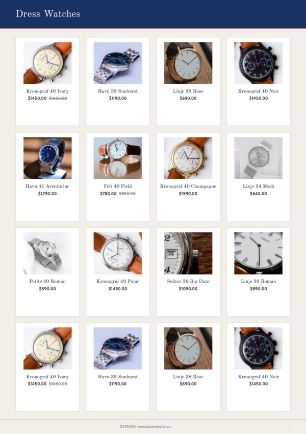 Watches Premium — product page, 4 × 4 grid