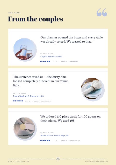 Wedding Supplies Premium — Testimonials page