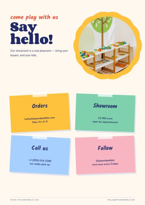 Kids & Toys — Contact / Info page