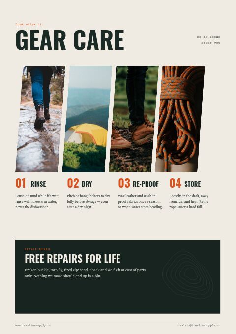 Outdoor & Adventure — Care Instructions page