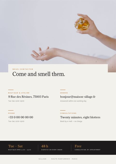 Perfume & Fragrance — Contact / Info page