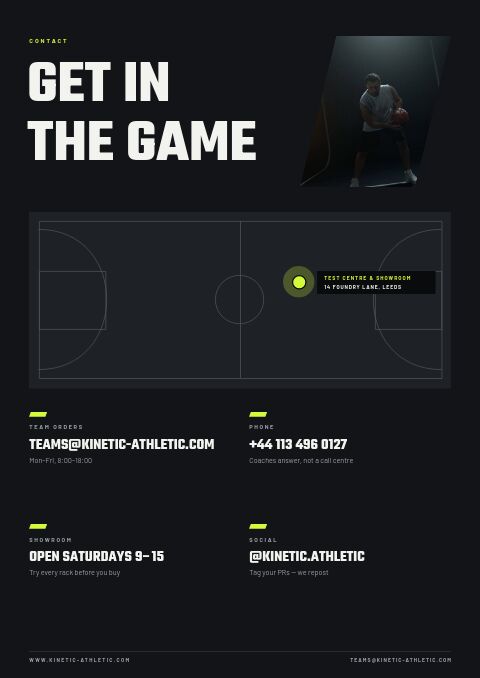Sports & Fitness — Contact / Info page