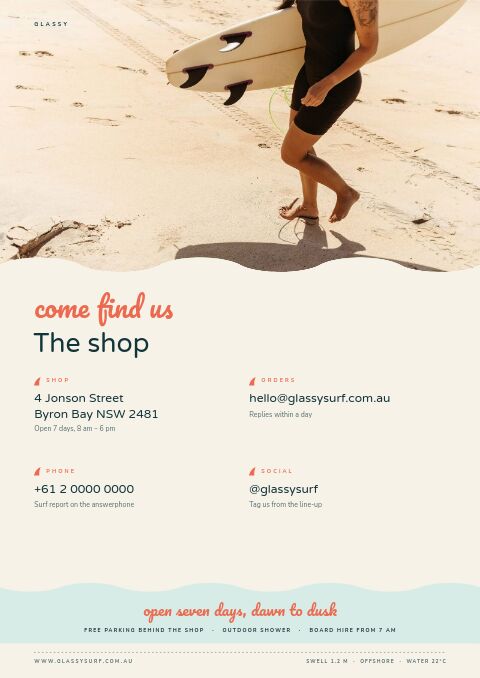 Surf & Beach — Contact / Info page