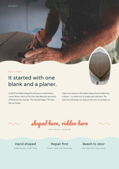 Surf & Beach — Brand Story page