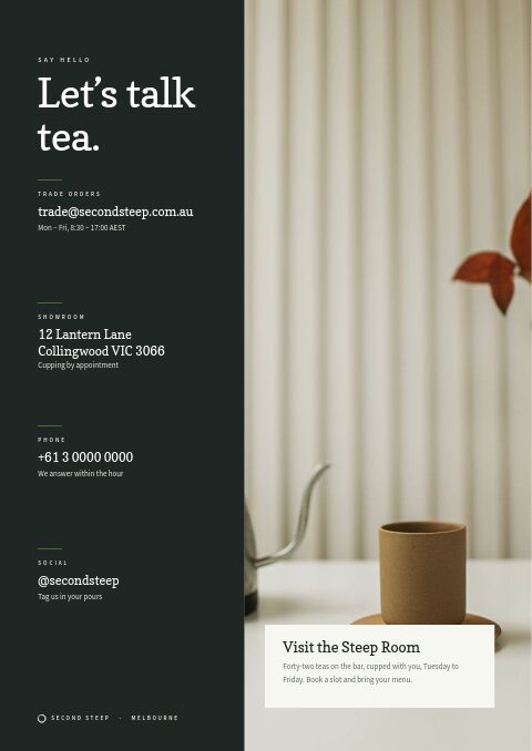 Tea & Botanicals — Contact / Info page